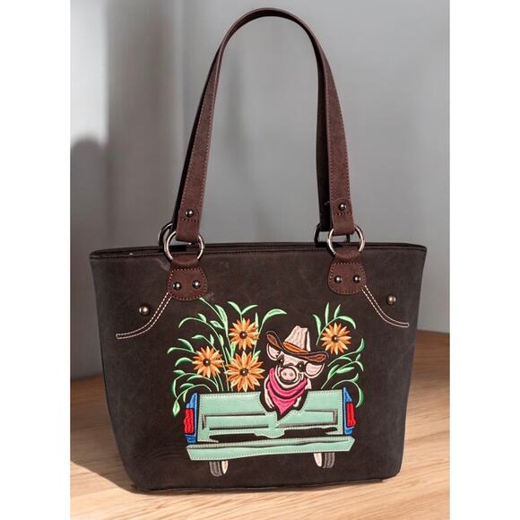 Montana West Embroidered Pig Concealed Carry Tote (Discontinued) *NWT - Picture 4 of 7